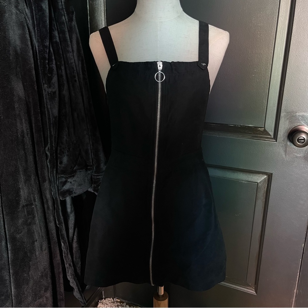 Divided Faux Suede Overall Style Dress